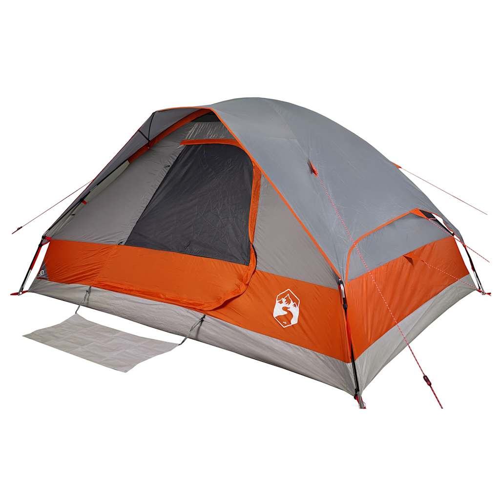 Dome Family Tent for 6 Persons Grey and Orange Waterproof
