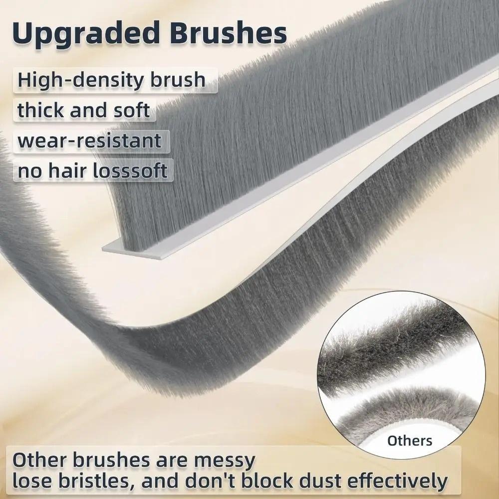 1pc 1m/39.37in Door Seal Strip Silicone Material Brush Design Door Sweep Self Adhesive Dust Blocker Under Door Gap Filler
