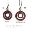 Wood Round Ring Pendant Necklace Adjustable Long Sweater Chain Vintage Handmade Collar Necklace Statement Jewelry