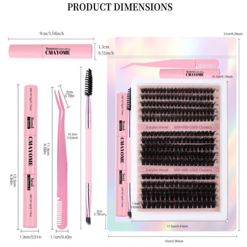 15Rows Diy 5D Fluffy Lash Clusters 80D 100D Thick Eyelash Clusters Wispy Individual Lashes 10-18Mm Cluster Eyelash Extension Kit