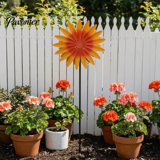 Artistic Garden Decor for Balcony Sunflower Metal Stake, Spinning Flower Yard Ornament, Rustproof Decorative Windmill Courtyard Art Outdoor Patio Lawn