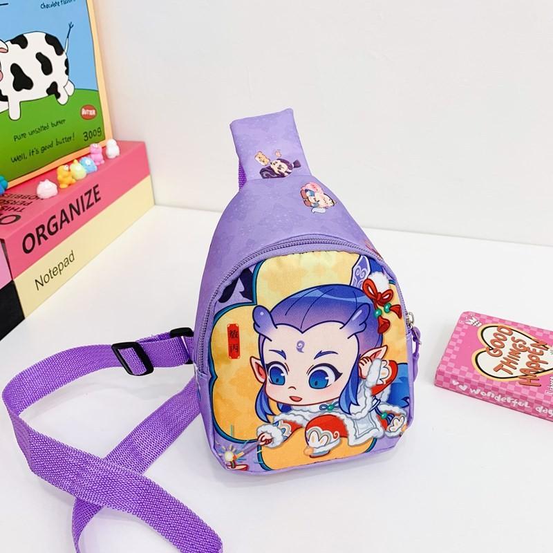 Ne Zha Ao Bing Print Kids Chest Bag With Polyester Fabric And Breathable Design For Preschool Children