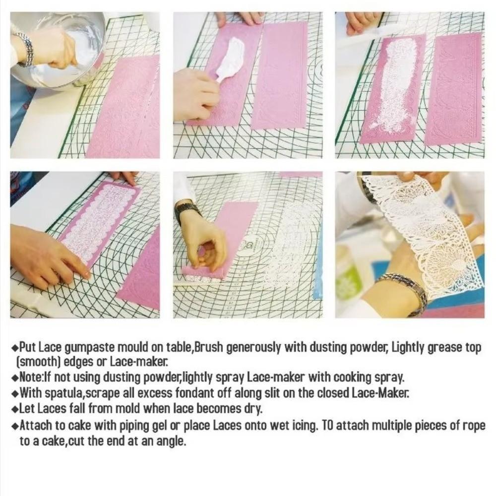 Flexible Floral Border Mold Silicone Fondant Embossing Mat New Cake Lace Mat Fondant Crafting