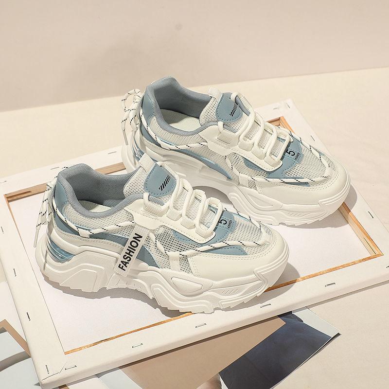 Fashion Woman Footwear Lace Up Spring Autumn Blue Mesh Breathable Shoes for Women Designer Luxury New in Cotton Y2k Fashion on Offer 39