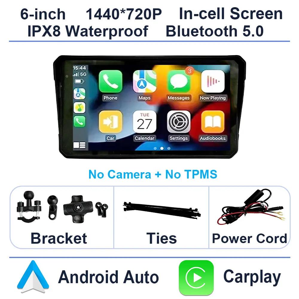 

6 inch Screen Motorcycle Navigation GPS Wireless CarPlay Android Auto Motorcycle GPS Motor DVR Monitor TPMS Optional