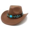 European and American Tribal Style Solid Color Cowboy Hat, Male and Female Couples Wide Brim Stage Performance Hat, Grassland Travel Essential Jazz