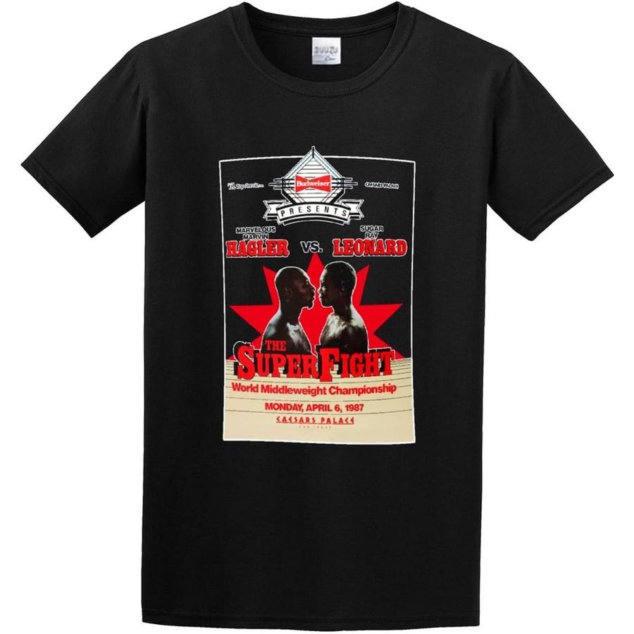SHILEHUA Superfight Marvin Hagler Sugar Ray Leonard Retro Boxing T-Shirt Black XXXXXL чёрный