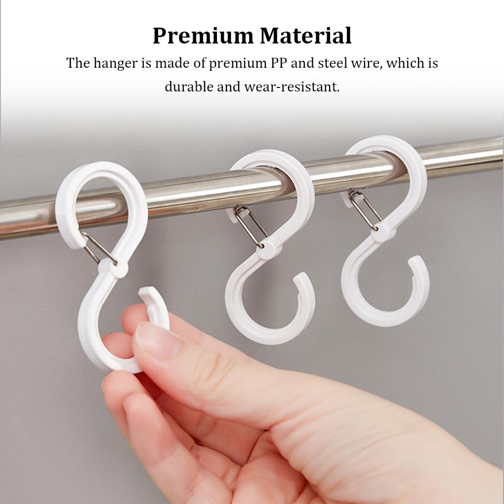 8 Pieces Multifunctional S-shaped Hook with Buckle Kitchen Bathroom Durable Windproof Lock Hooks Clothes Plastic Hanger