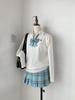 Japanese JK V-Neck Embroidered Sweater - Versatile, Long-Sleeve, College Style for Spring & Autumn
