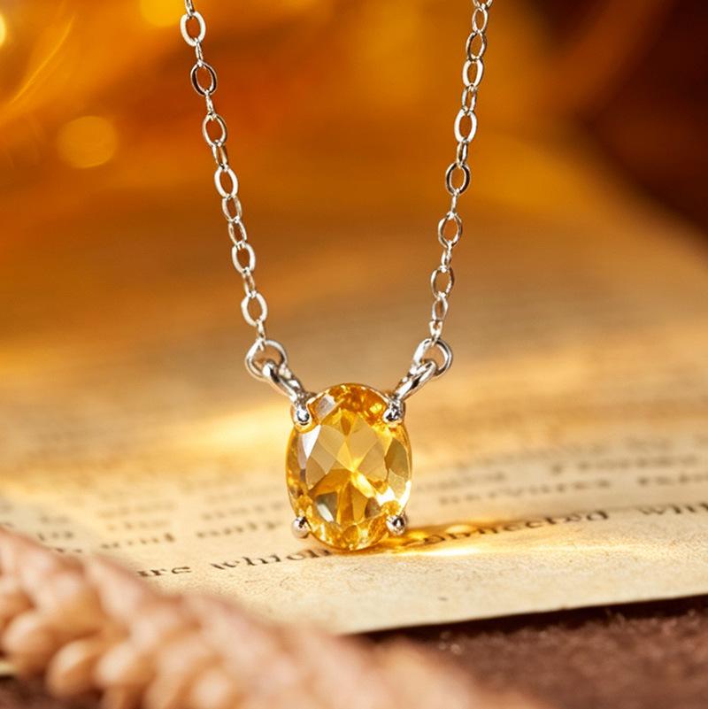 S925 Sterling Silver Clavicle Chain with Multi-Color Gemstone Pendant for Women