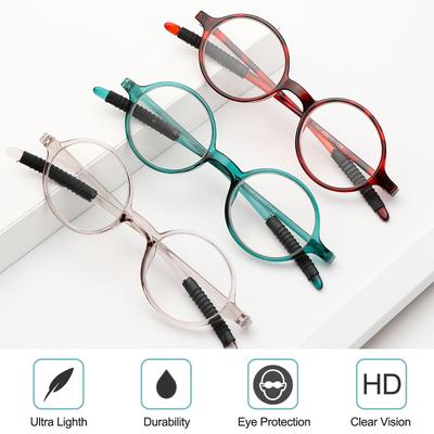 Vision Care Round Frame Reading Glasses Presbyopic Eyeglasses Ultralight Far Sight Eyewear