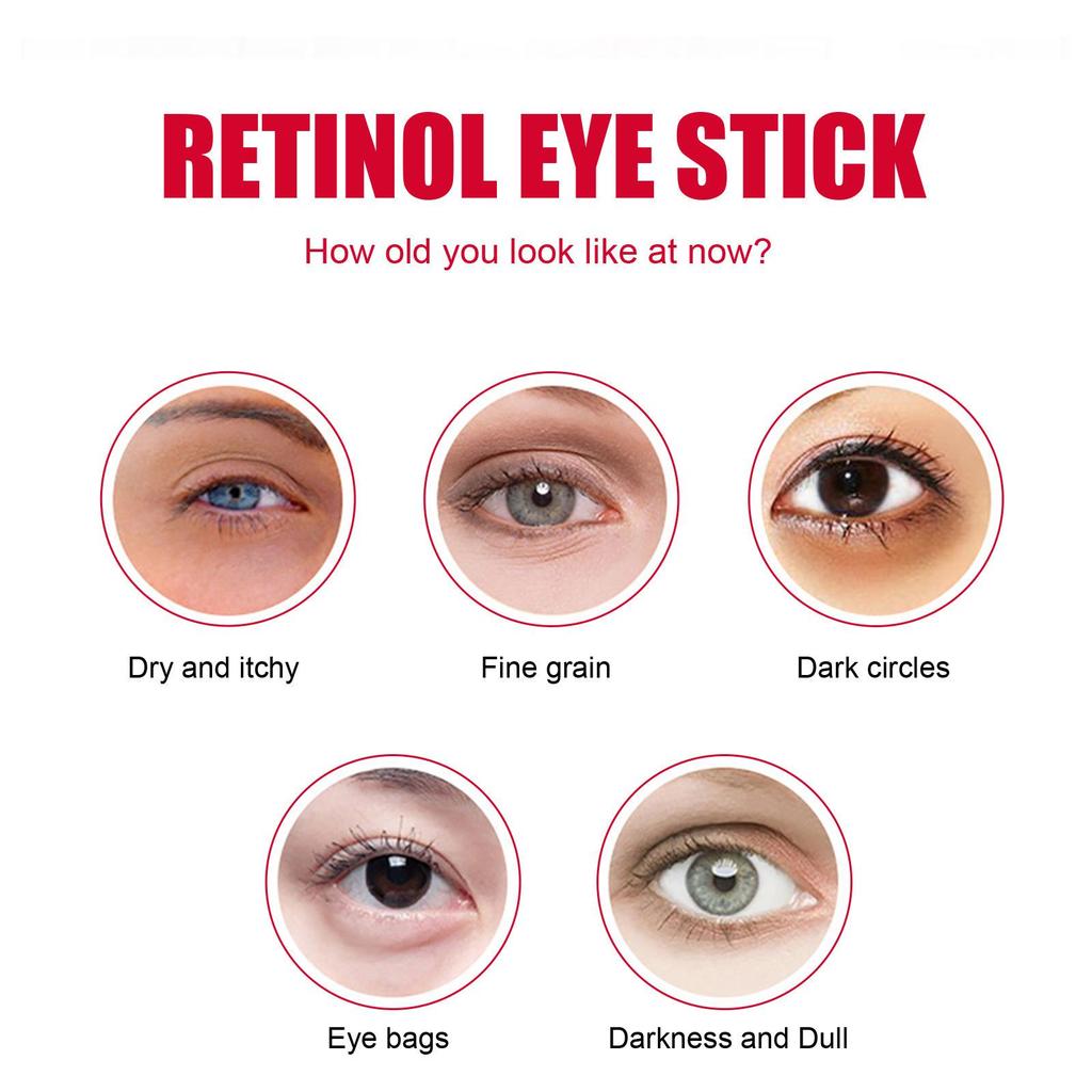 EELHOE  Retinol Eye Stick For Wrinkles Eye Cream Stick Fine Lines Moisturizing Eye Area Care Under Eye Bags Dark Circles Reduction 3g