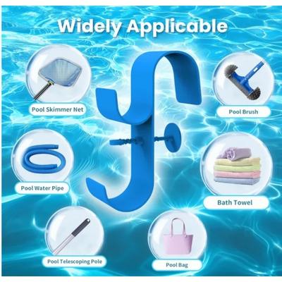 Pool Pole Hanger Pool Deck Accessories With Double Hook Pool Skimmer Hook Pool Skimmer Hook Telescopic Adjustable Fence Hooks