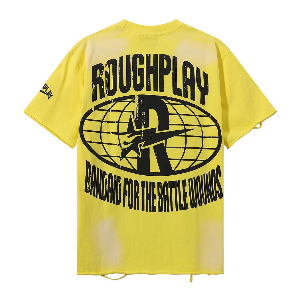Skateboard Skeleton Print Hot Stamping, Water Washing, Hole Breaking, Making Old Short Sleeved T-shirt for Men and Women