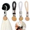 2PC Wood Durable Towel Clip Home Decoration Hook Bathroom Cotton Rope Multi-Function Hanger Rural Style 11.5x3cm