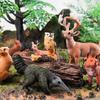 Wild Forest Animal Model Toy Set: Rabbit, White-tailed Deer, Fox & Owl