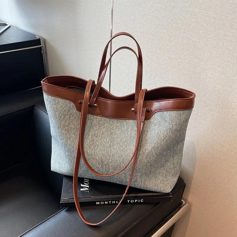 Large Capacity Underarm Bag for Women  Casual Monochrome Bag  Classic Cowboy Shoulder Bag  Feminine Commuting Bag  Fashionable
