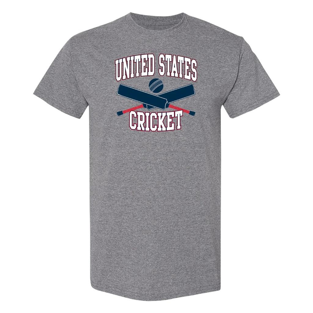 USA Crossed Cricket Bats T-Shirt - Graphite Heather