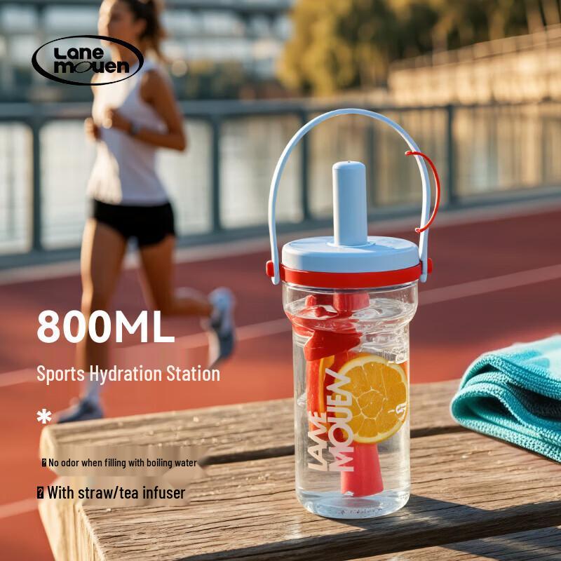 Lanmeng Unisex Large Capacity Portable Sports Water Bottle with Straw