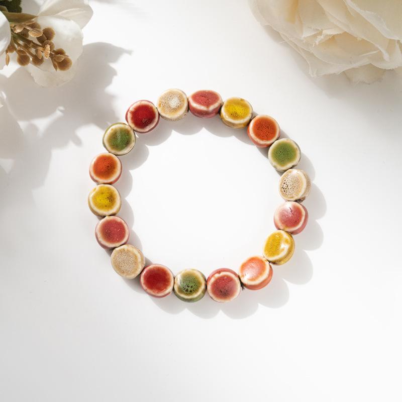 Retro Ceramic Bracelet - Chinese Style, for Both Men and Women, with Colorful Beads, Simple Design Hand Chain