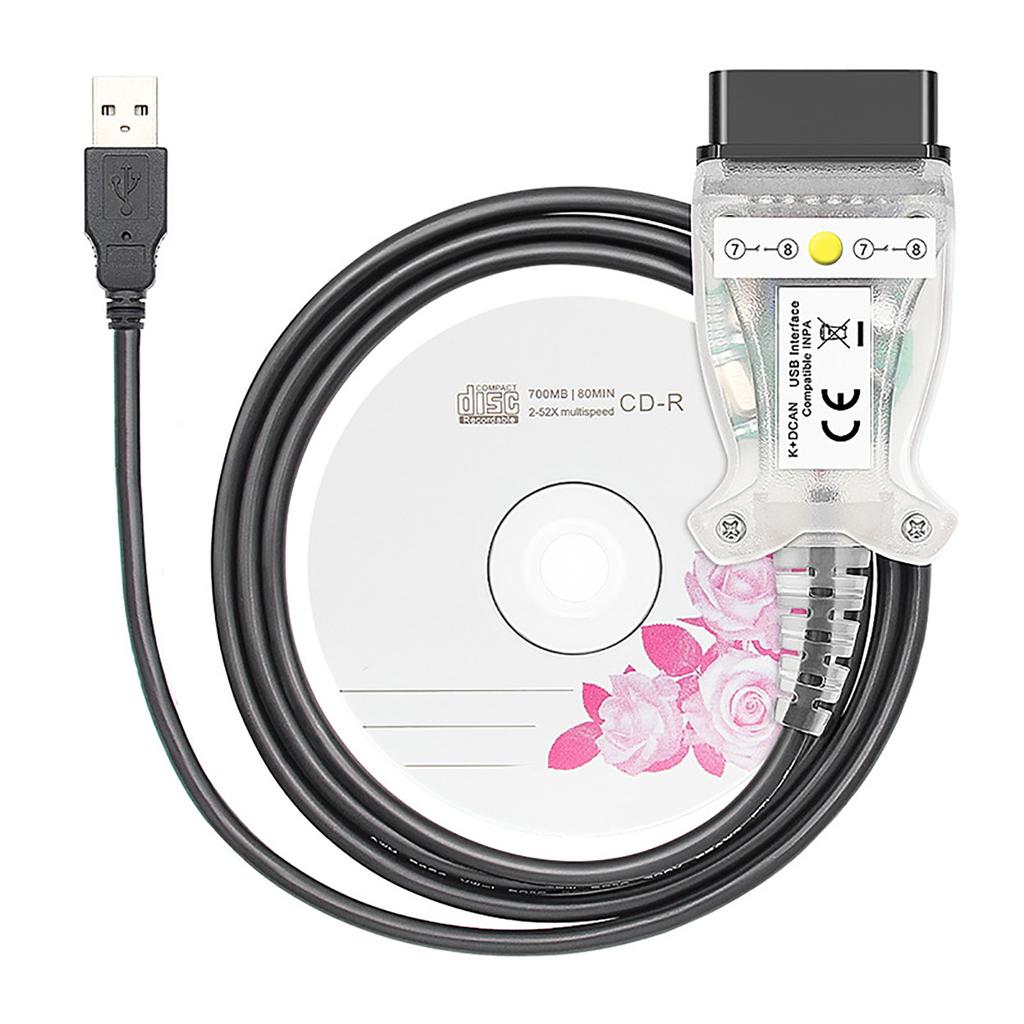 Upgraded Inpa K+CAN K+DCAN OBD2 USB-Interface-Switch Auto Diagnostic Cable Suitable for 1998 To 2008 Models Poratble