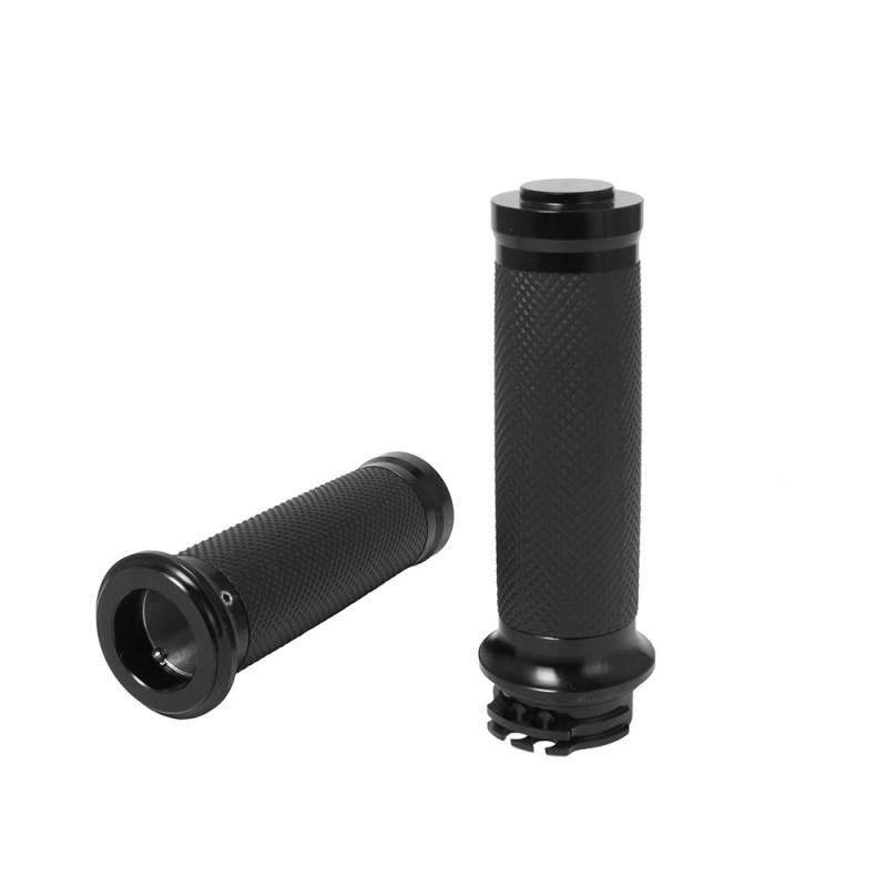 Harley-Davidson Style CNC Aluminum Handlebar Grips With Rubber Throttle Sleeve Classic Motorcycle Customization