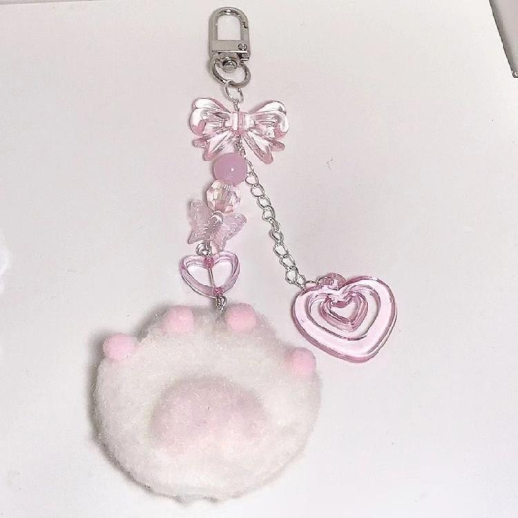 Plush Cat Paw Keychain Ornament Fashionable Accessory for Women and Girls