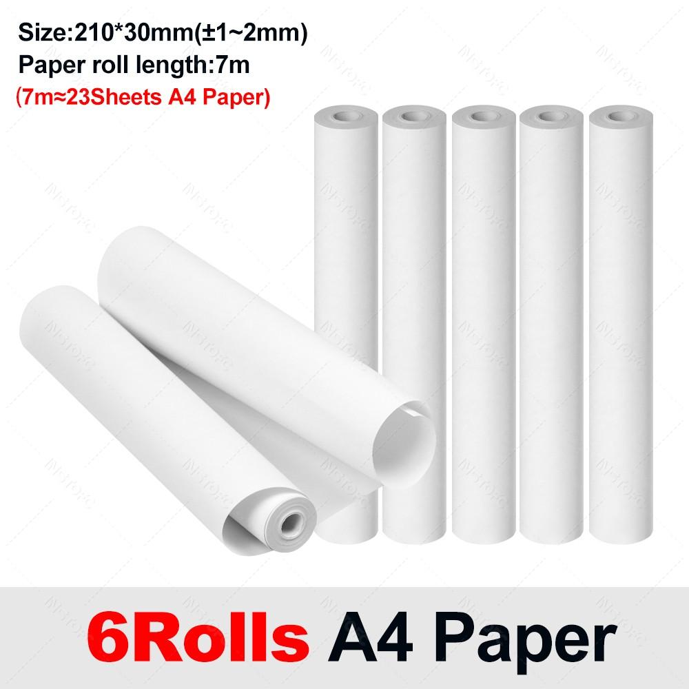 A4 Thermal Paper 20 Rolls Thermal Printing Paper 210*30mm for A4 Wireless Bluetooth A40 Printer Paper Rolls Quick-dry