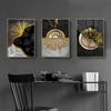 Geometric Golden Black Line Wall Art Poster and Print Modern Abstract Canvas Painting Wall Pictures for Living Room Home Decor