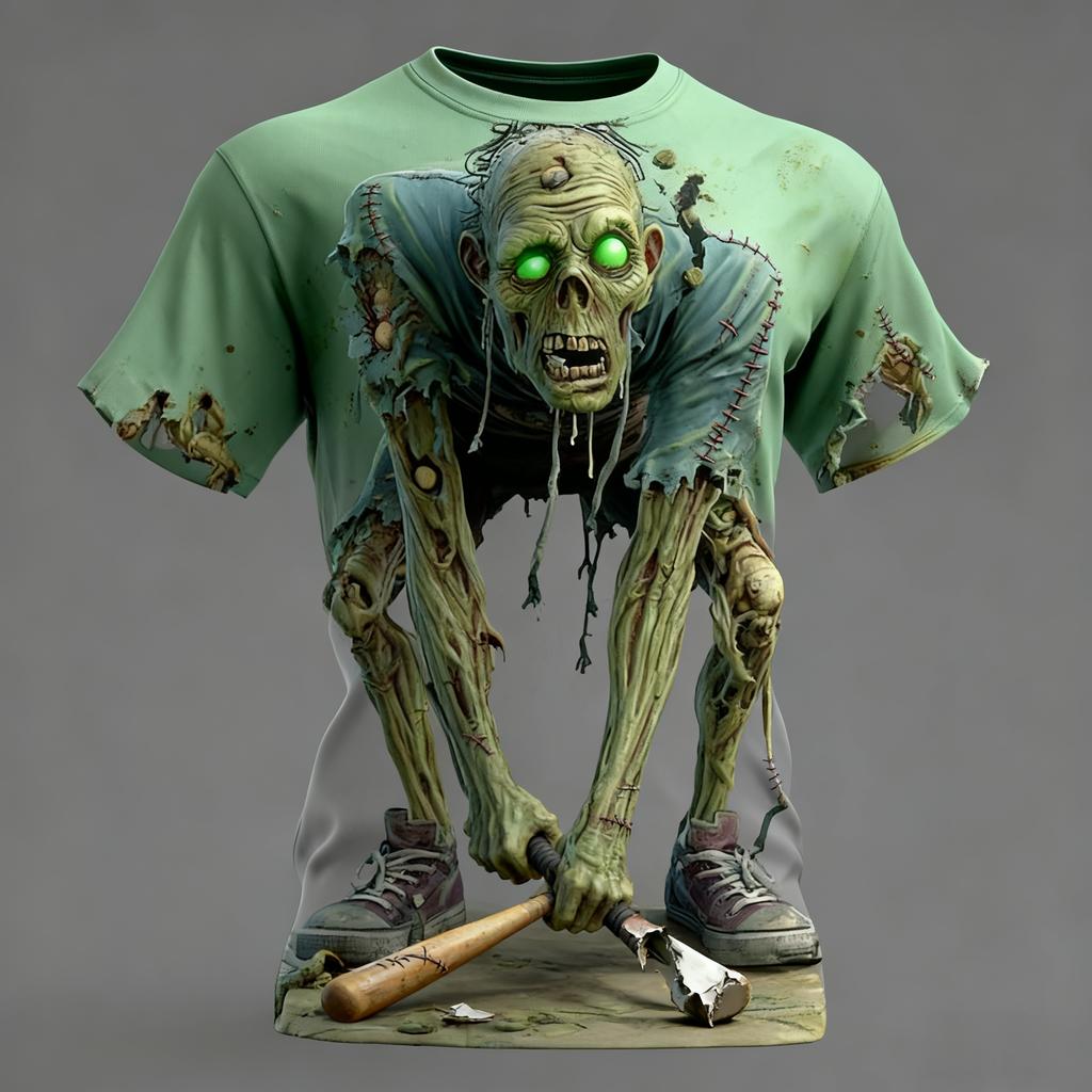 Summer Super Halloween Element Zombie Horror Party Adult Men and Women Comfortable Breathable 3D Printed T-shirt