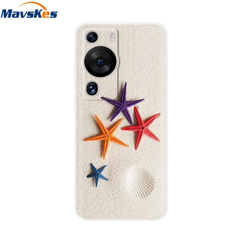 For Huawei P60 Pro Case Cute Heart Cartoon Painted Silicone Clear TPU Back Cover For Huawei P 60 P60 2023 P60Pro Phone Cases