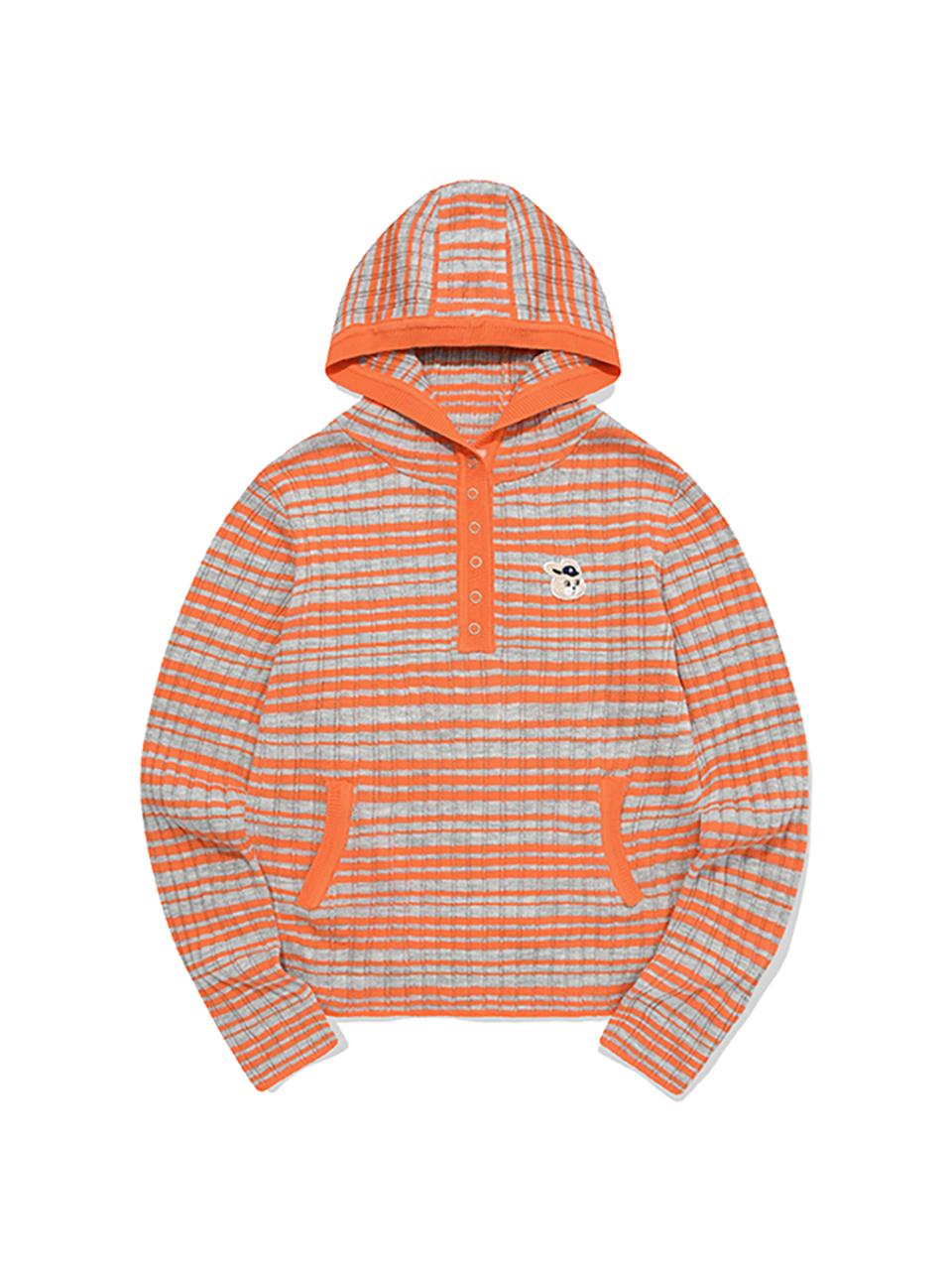 Kirsh Witty Bunny Striped Knit Hoodie [Orange] 1