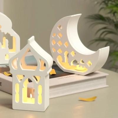 Latest Model Middle Eastern Style Hollow House Plaster Lampshade Silicone Mold DIY Moon Candle Holder Resin Molds For Eid Al