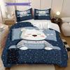 Polar Bear Pattern Bedding Quilt Set Quilt Cover Pillowcase Home Decoration Birthday Gift (1 * duvet cover + 2 * pillowcase, without core)