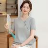 Mom's Fashionable Ice Silk Short-Sleeve Top for Middle-Aged Women