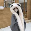 Fox ears hat scarf integrated female winter fluffy face small ear protector thickened cold and warm Lei Feng hat
