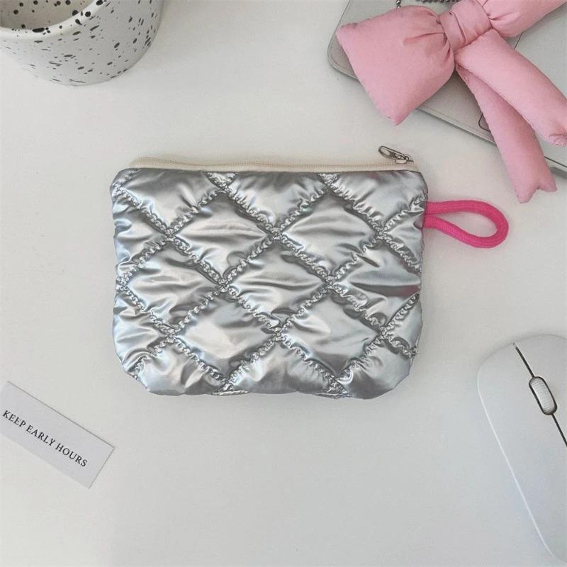 Silver Bow Pattern Wallet, Women's Headphones, Purse, Keys, Storage Bag, Bag with Zipper, Cosmetic Bag