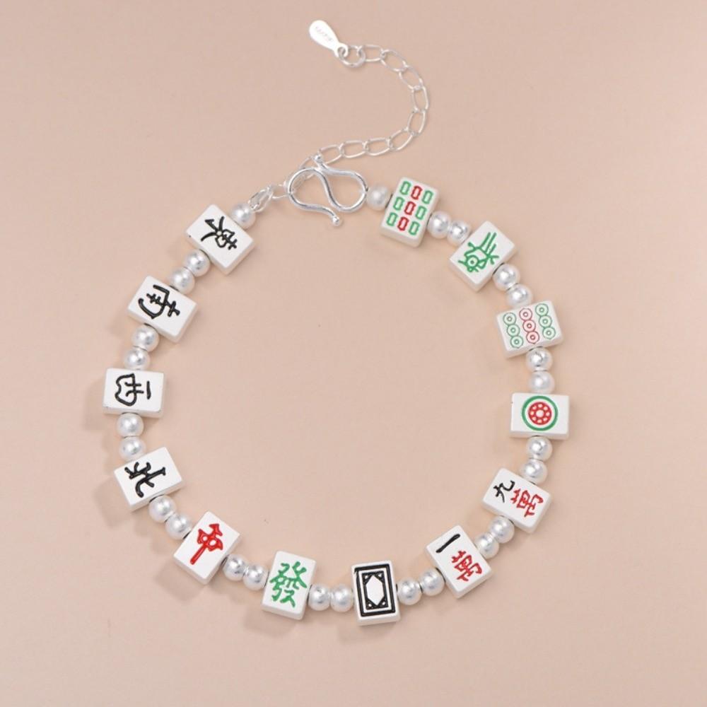 DIY Charm Golden Mahjong Bracelet Hand Jewelry Bohemian Style Bangle Girls Gifts