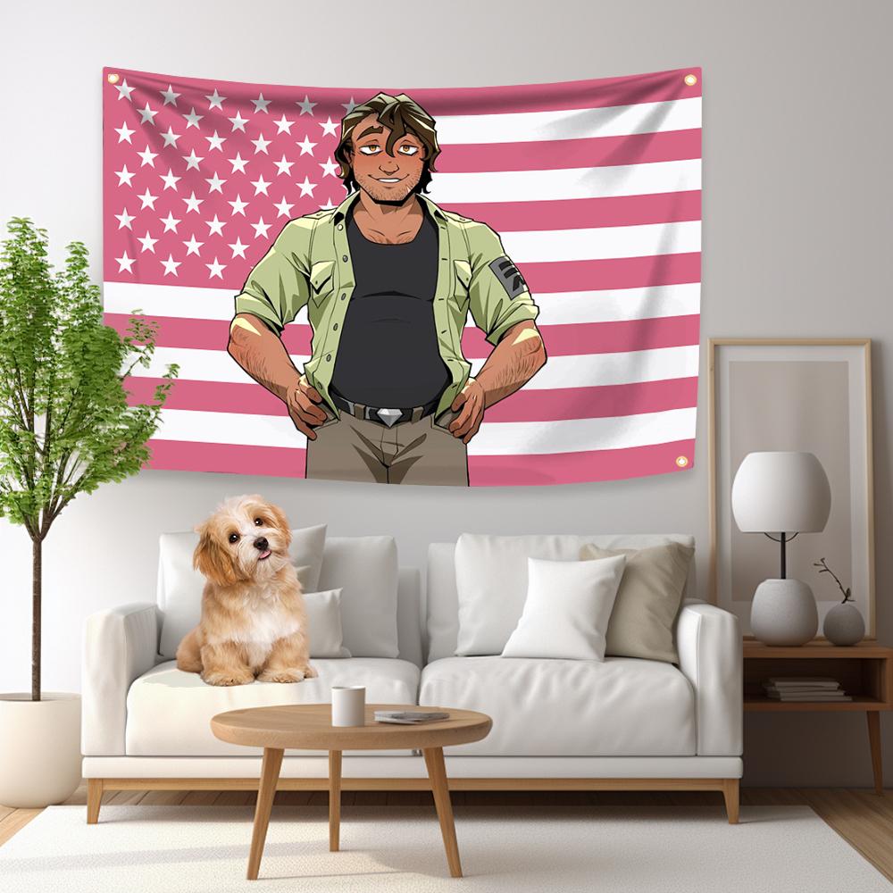 Strades American Flag 4 Holes Anime Game BTD Tapestry For Living Room Home Dorm Decor Art Home Decor Banner Indoor Outdoor