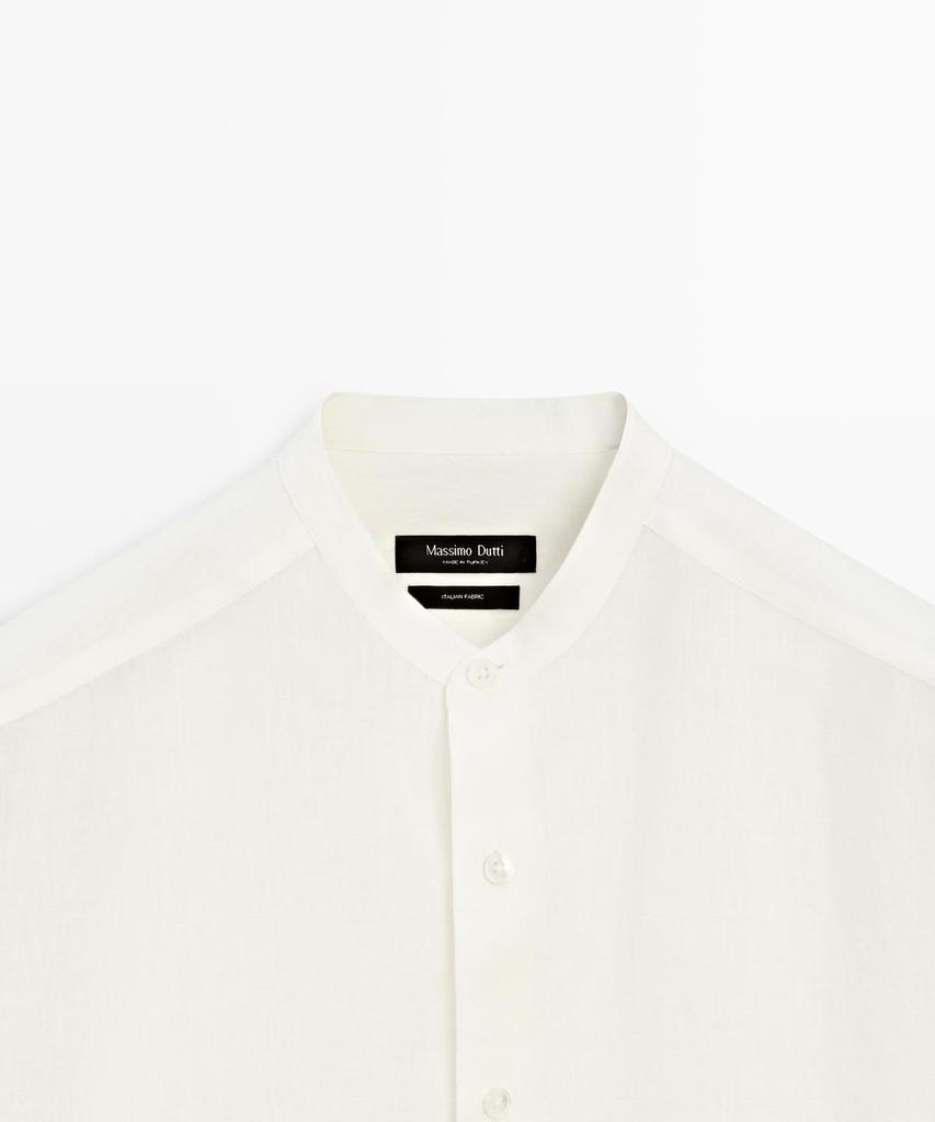 Masimodutti 100% Linen Stand Collar Shirt
