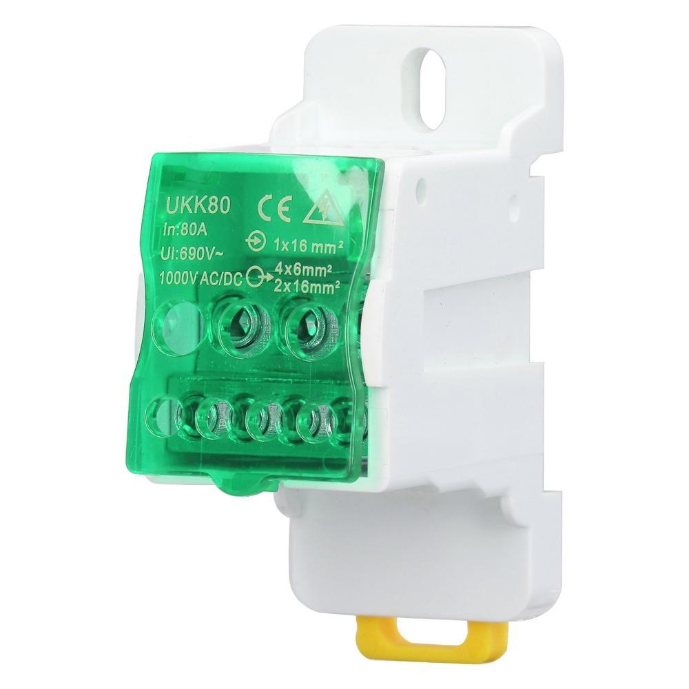 Colorful 690V DIN Rail Distribution Box 80A Blue Green Yellow Terminal Block Terminal Junction Box Power Distribution