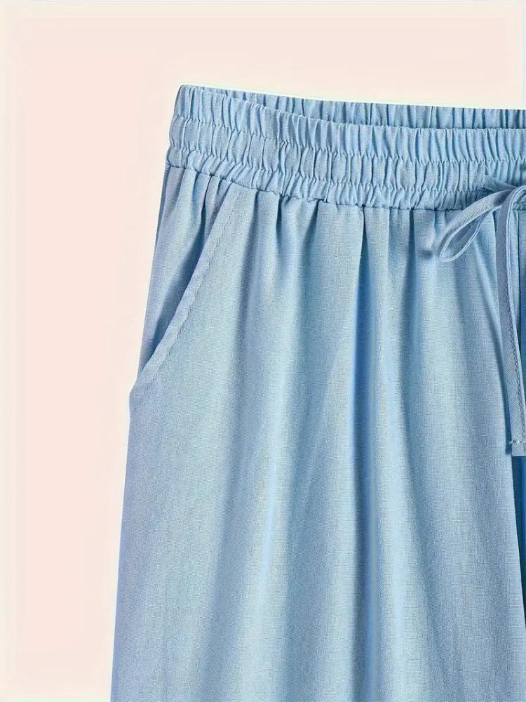 2024 Women's Cotton Linen Pants Summer Loose Trousers Female Vintage Ankle-Length Wide Leg Trousers Fashion Office Ladies Bottom