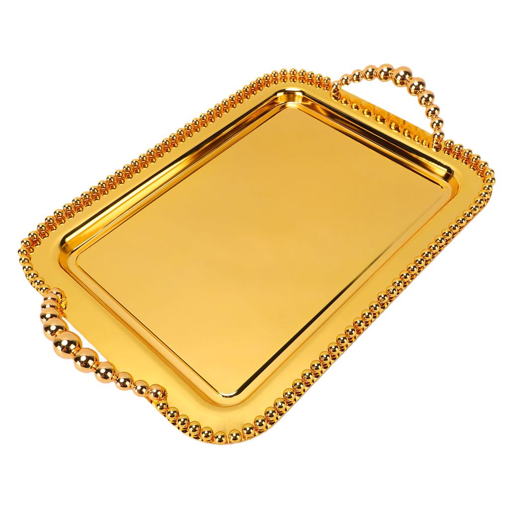 Multifunctional Serving Tray Rectangular Jewelry Dessert Food Tray with Dual Handle for Afternoon Tea Wedding Party