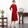 Middle-aged and elderly autumn clothes, middle-aged improved version of cheongsam temperament dress, small mother, foreign style wedding dress, skirt