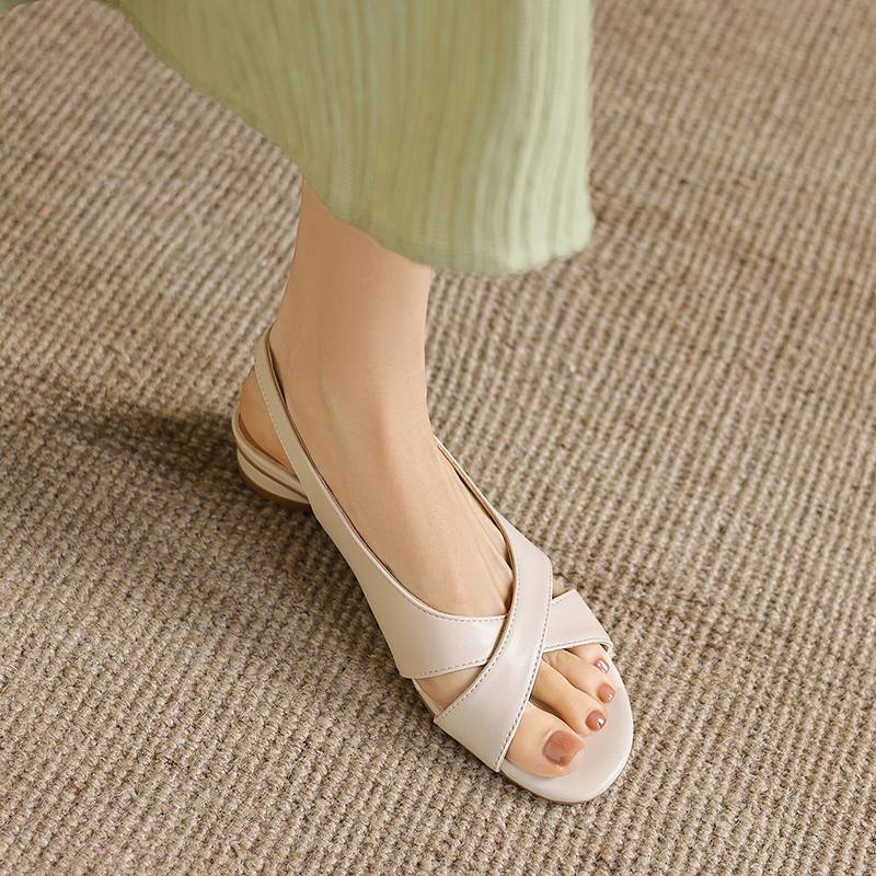 Krazing Pot Microfiber Low Heels Concise Style Buckle Straps European Design Summer Size 43 Size 42 Women Sandals