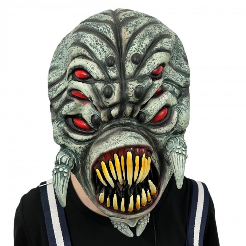 Halloween Demon Monster Mask 3 Eyes Fangs Full Head Cosplay Party Prop Film Makeup
