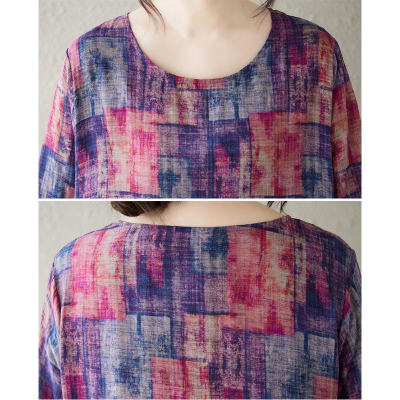 DIMANAF 2024 New Women Autumn Plus Size Dress Long Dress Long Sleeve Printing O-Neck Vintage Clothing Shirt Dress