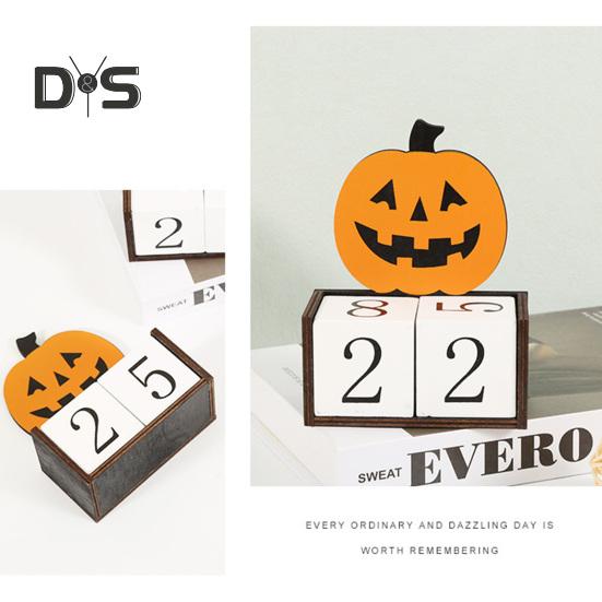 Halloween dřevěný odpočítávací kalendář Halloweenský adventní kalendář Ručně vyráběná stolní dekorace dýňový hrad duchů