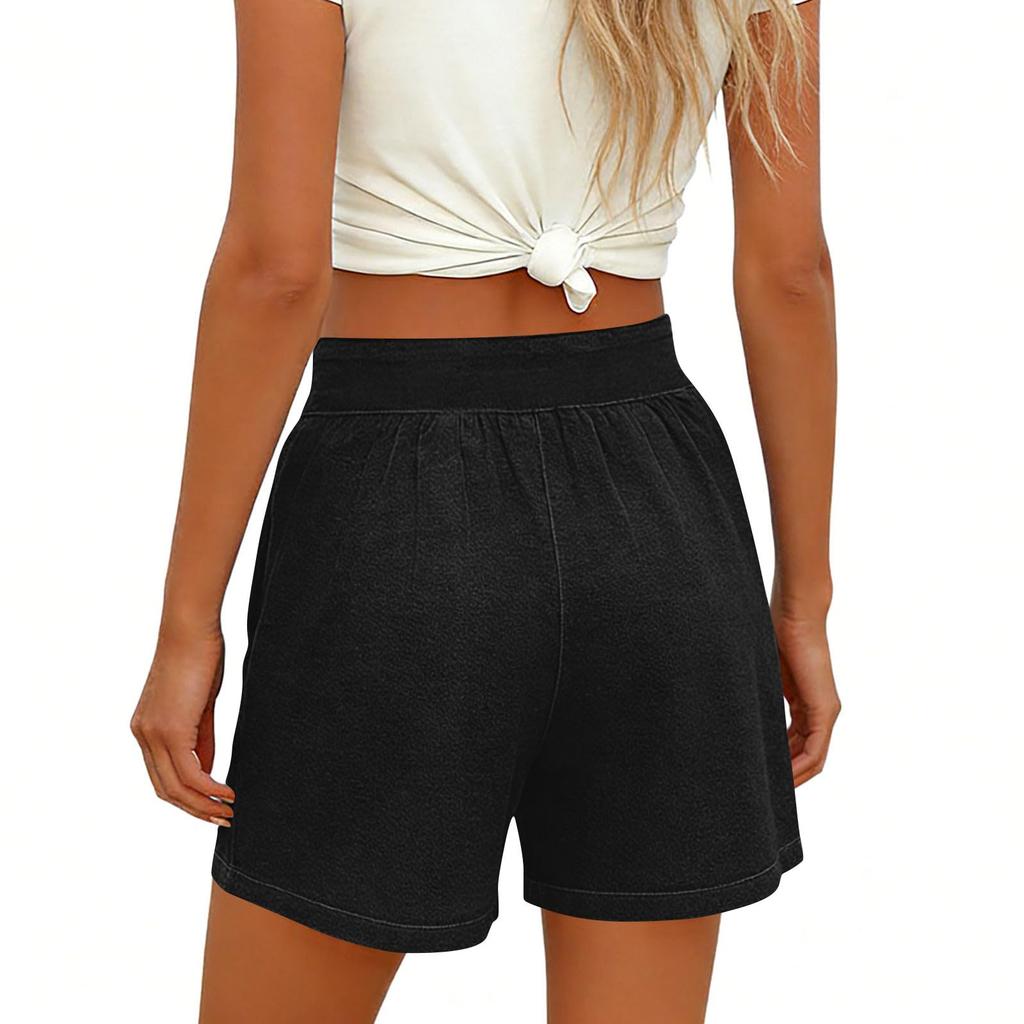 Women's Summer Fashion Color Pocket Stretch High Waist Comfortable Casual Shorts