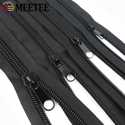 Meetee 2-5 Metros 3#5#8#10# Cremallera de Nylon por Metros + Deslizadores de Cremallera Cremallera de Rollo de Plástico Bolsas Cierres para Abrigos Tiendas de Campaña Accesorios de Bricolaje